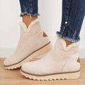 Bottes d'hiver femme à enfiler, doublure chaude, trois coloris, beige