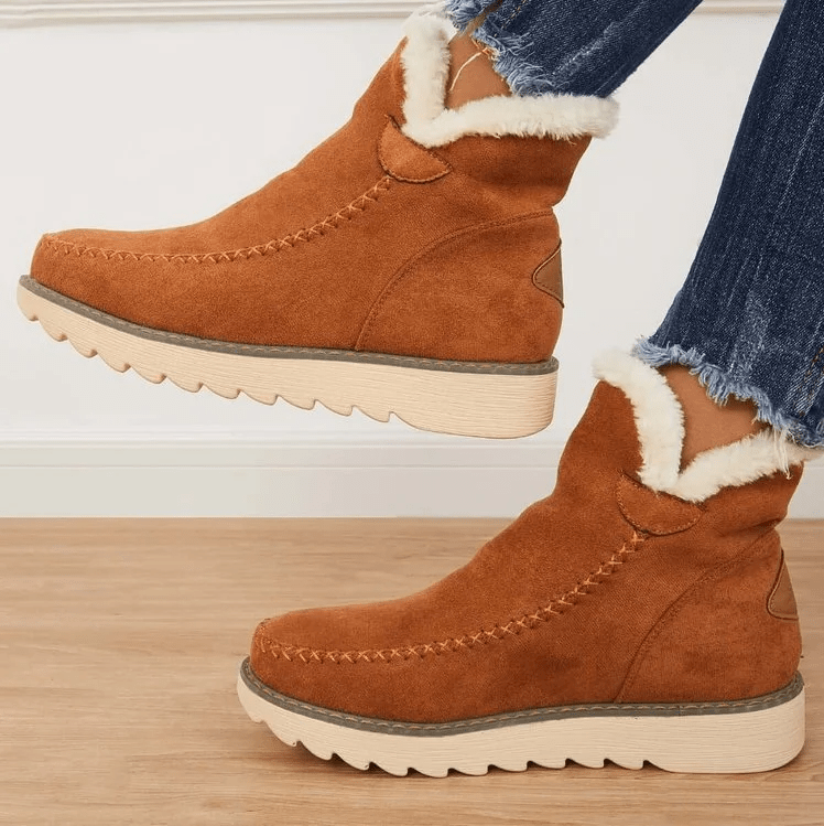 Bottes d'hiver femme à enfiler, doublure chaude, trois coloris