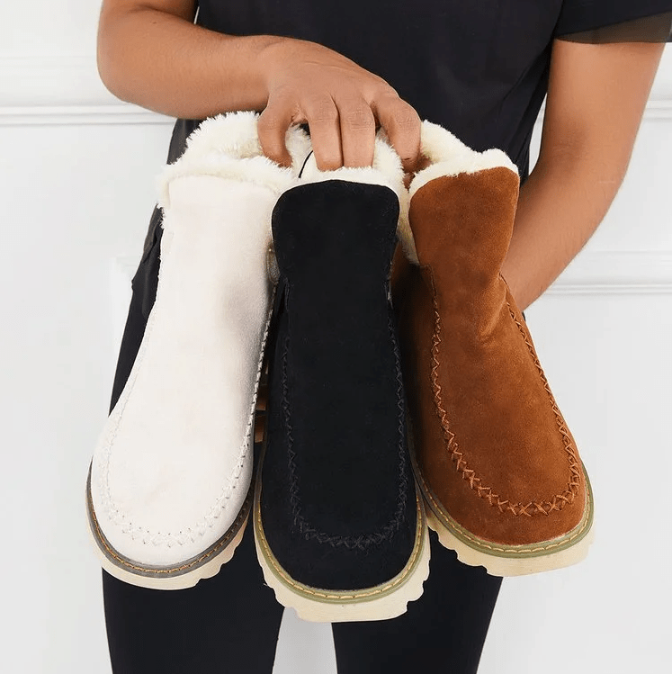 Bottes d'hiver femme à enfiler, doublure chaude, trois coloris