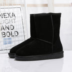 Bottes d'hiver femme mi-mollet doublées, semelle plate, neuf coloris, noir