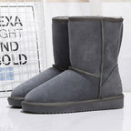 Bottes d'hiver femme mi-mollet doublées, semelle plate, neuf coloris, gris foncé