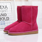 Bottes d'hiver femme mi-mollet doublées, semelle plate, neuf coloris, rouge