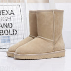 Bottes d'hiver femme mi-mollet doublées, semelle plate, neuf coloris, beige