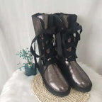Bottes d'hiver femme hautes, doublure laine, semelle antidérapante