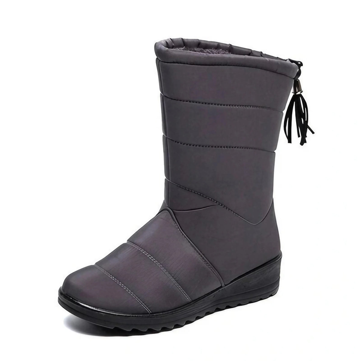 Bottes hautes d'hiver femme fourrées, imperméables, du 36 au 43, gris