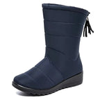 Bottes hautes d'hiver femme fourrées, imperméables, du 36 au 43, bleu