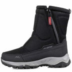 Bottes d'hiver imperméables à zip latéral, modèles femme et homme, noir, modèle femme