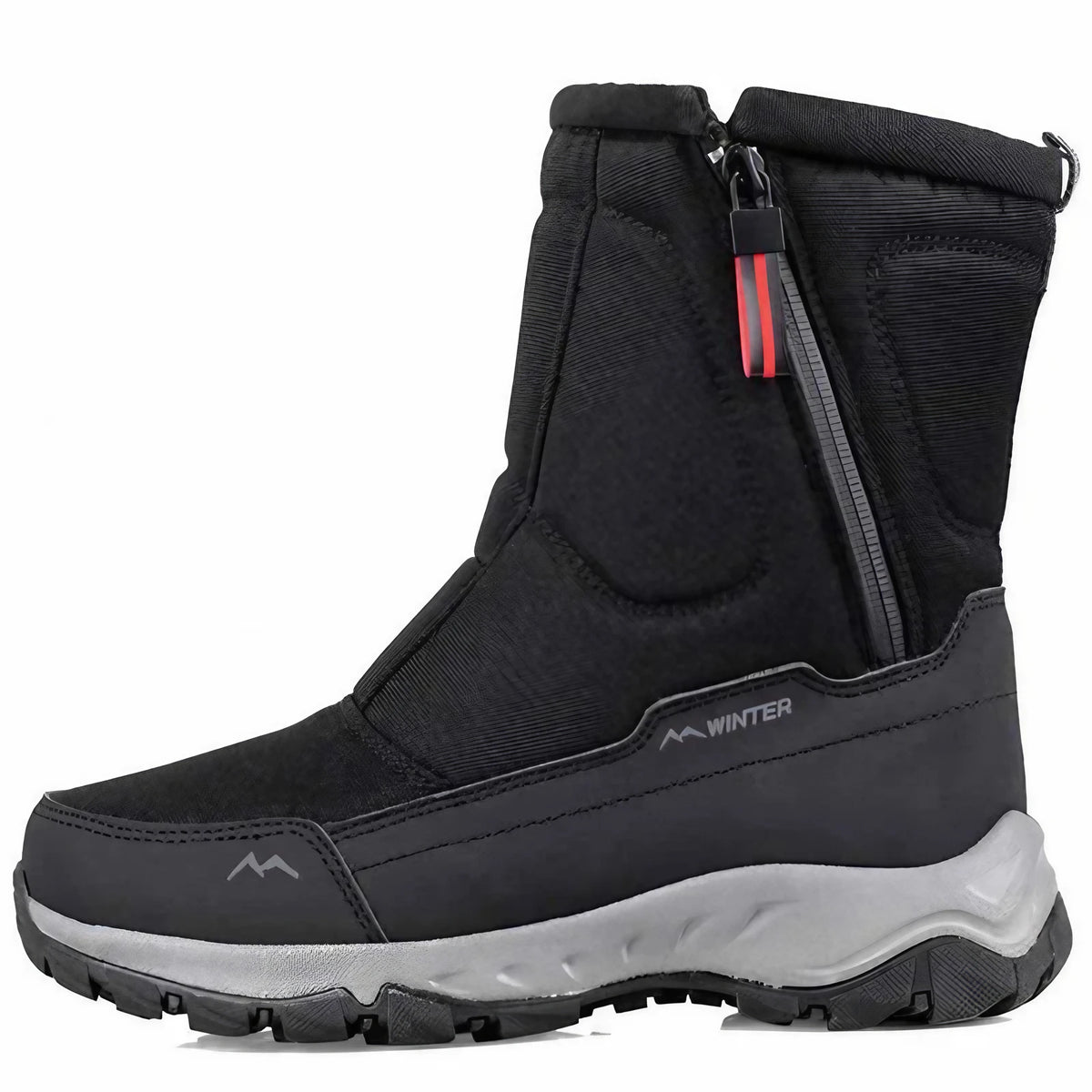 Bottes d'hiver imperméables à zip latéral, modèles femme et homme, noir, modèle femme