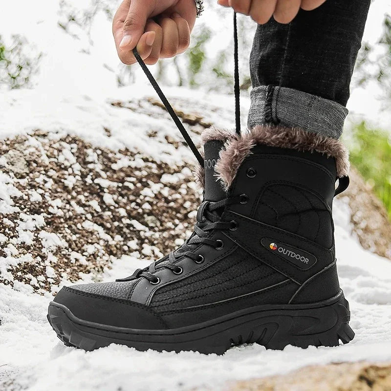 Bottes d'hiver homme en similicuir, fourrées, du 40 au 48