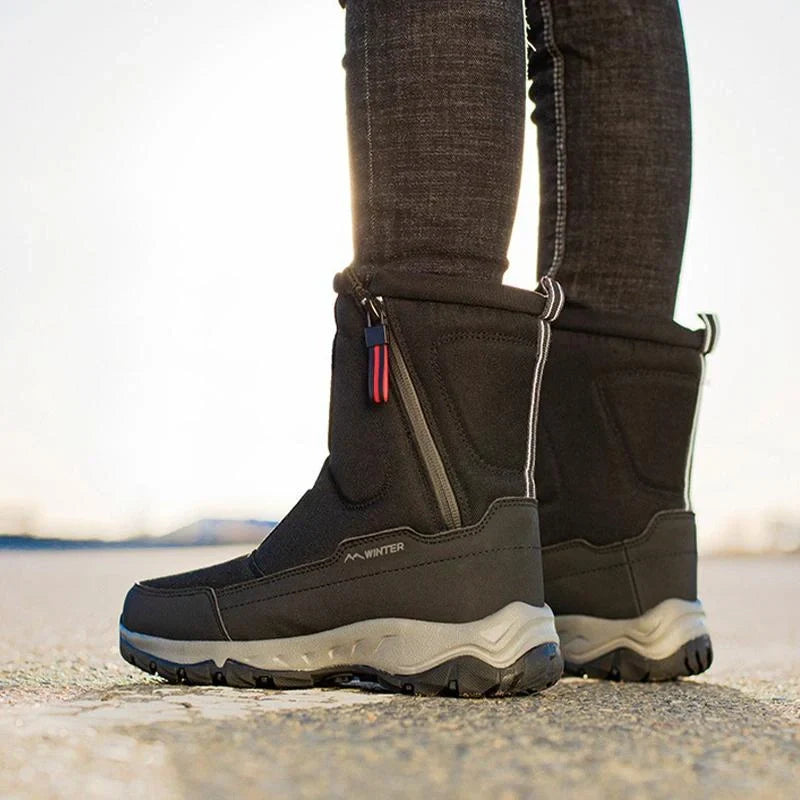 Bottes d'hiver imperméables à zip latéral, modèles femme et homme