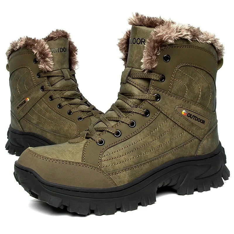 Bottes d'hiver homme en similicuir, fourrées, du 40 au 48, marron