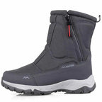 Bottes d'hiver imperméables à zip latéral, modèles femme et homme, gris foncé, modèle femme