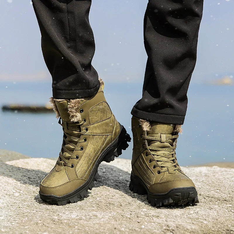 Bottes d'hiver homme en similicuir, fourrées, du 40 au 48