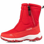 Bottes d'hiver imperméables à zip latéral, modèles femme et homme, rouge, modèle femme