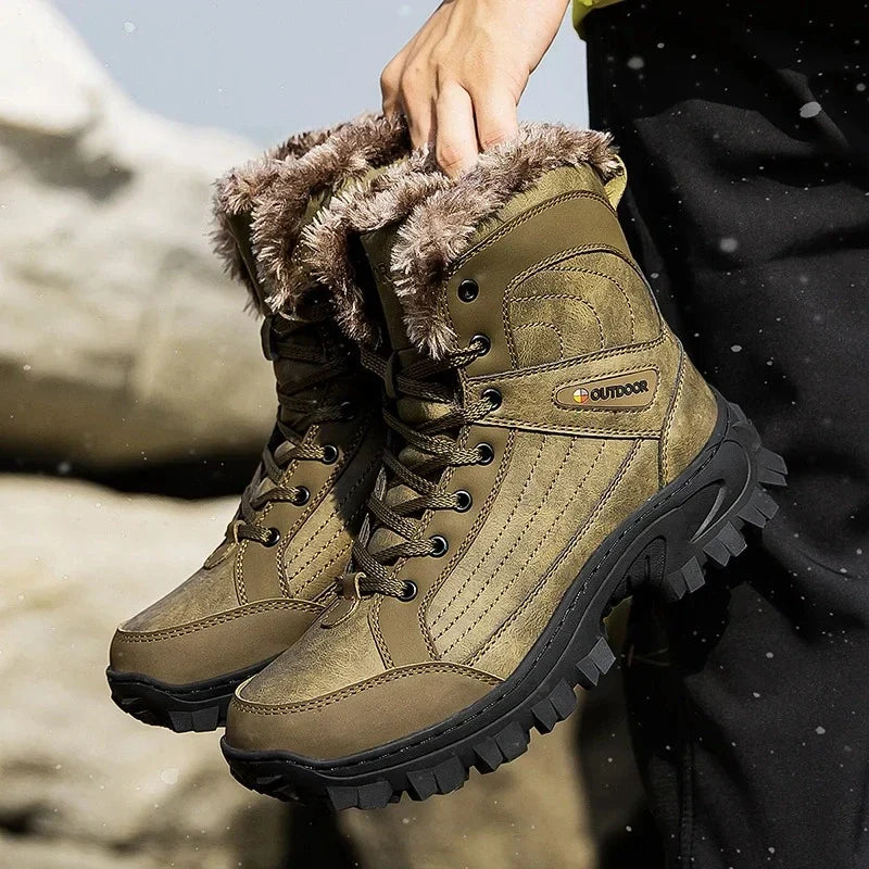 Bottes d'hiver homme en similicuir, fourrées, du 40 au 48