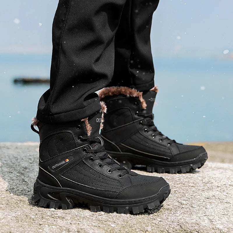 Bottes d'hiver homme en similicuir, fourrées, du 40 au 48