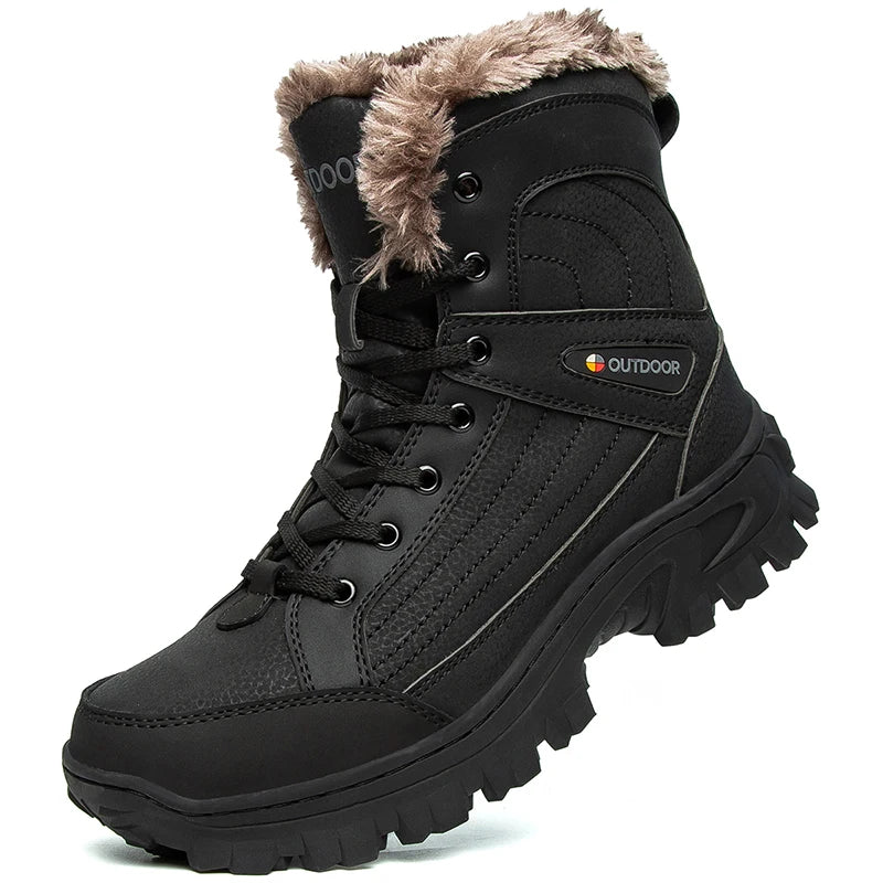 Bottes d'hiver homme en similicuir, fourrées, du 40 au 48