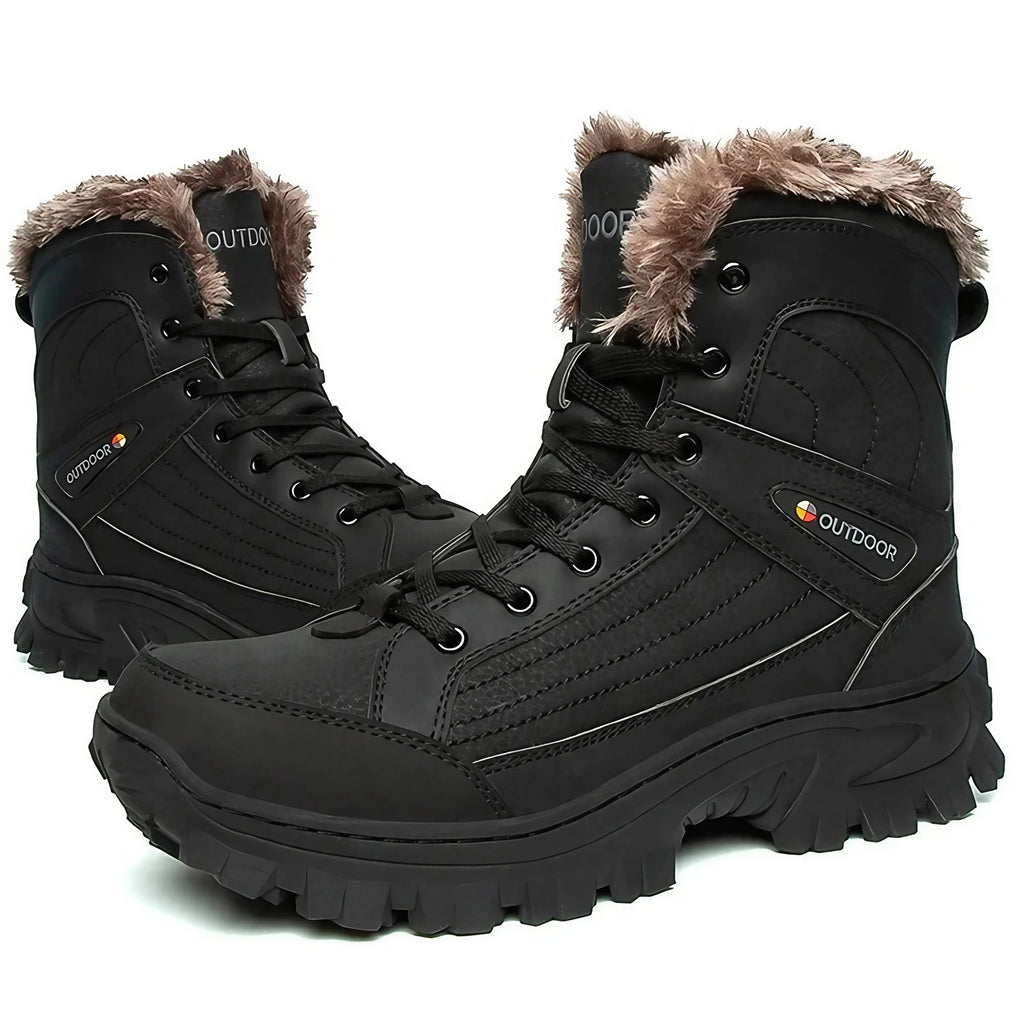 Bottes d'hiver homme en similicuir, fourrées, du 40 au 48, noir
