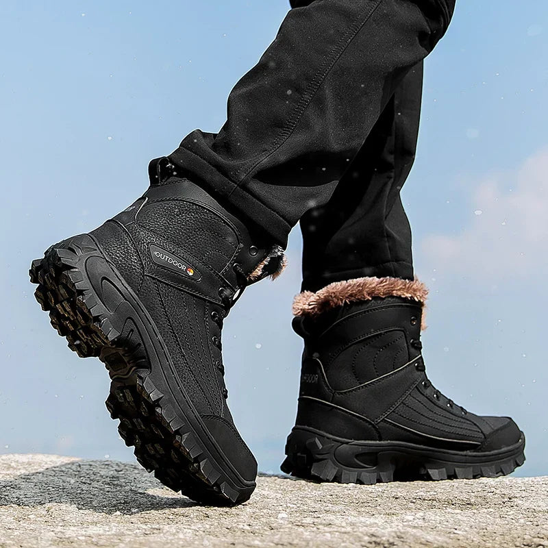 Bottes d'hiver homme en similicuir, fourrées, du 40 au 48