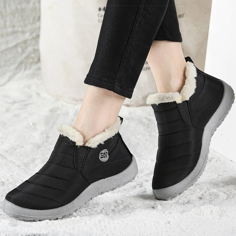 Bottes d'hiver femme imperméables et fourrées, semelle antidérapante