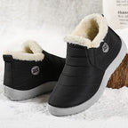 Bottes d'hiver femme imperméables et fourrées, semelle antidérapante, noir