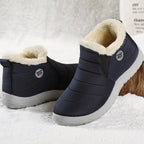 Bottes d'hiver femme imperméables et fourrées, semelle antidérapante, bleu