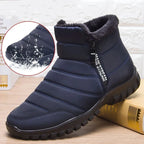 Bottes d'hiver imperméables mixtes, doublure pelucheuse, zip latéral