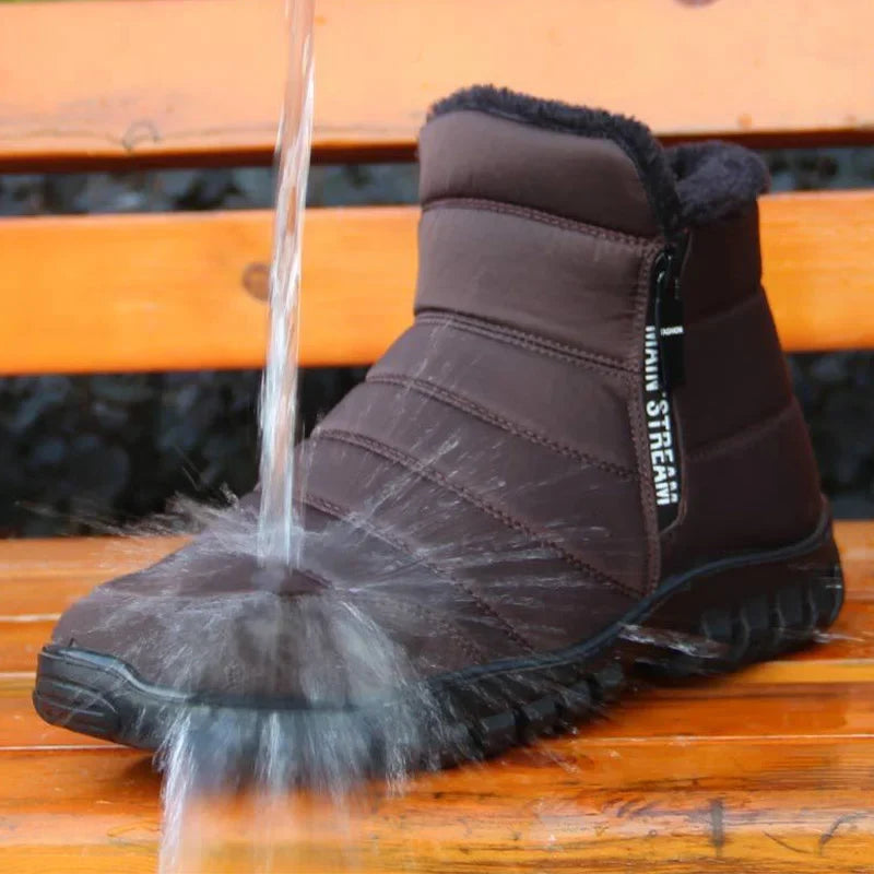 Bottes d'hiver imperméables mixtes, doublure pelucheuse, zip latéral