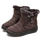 Bottes d'hiver femme matelassées et imperméables, doublure chaude, marron