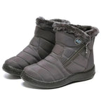 Bottes d'hiver femme matelassées et imperméables, doublure chaude, gris