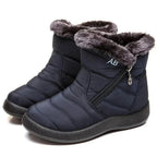 Bottes d'hiver femme matelassées et imperméables, doublure chaude, bleu
