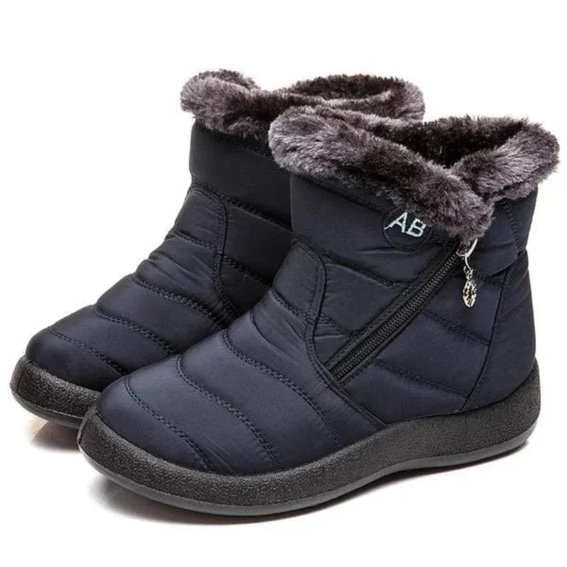 Bottes d'hiver femme matelassées et imperméables, doublure chaude, bleu