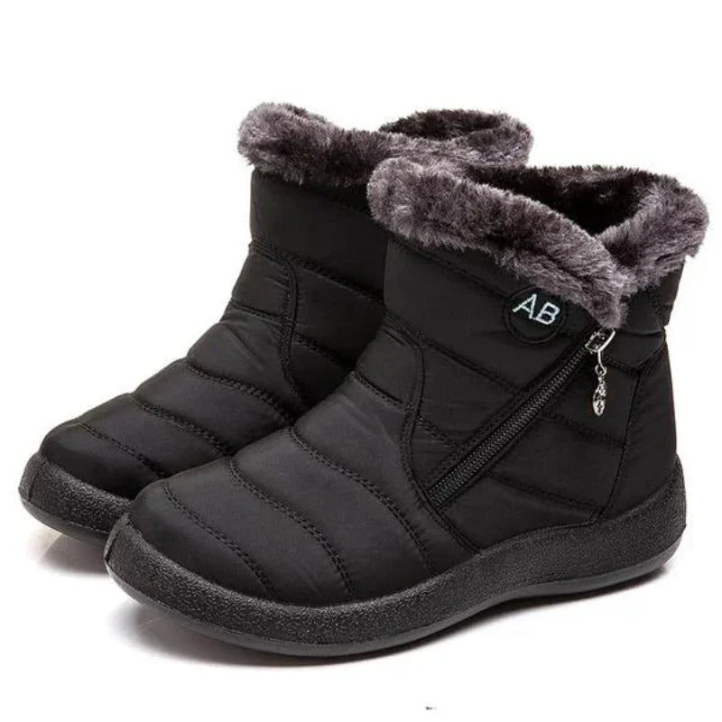 Bottes d'hiver femme matelassées et imperméables, doublure chaude, noir
