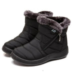 Bottes d'hiver femme matelassées et imperméables, doublure chaude, noir
