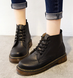 Bottes d'hiver femme à lacets, talon plat de 3 cm
