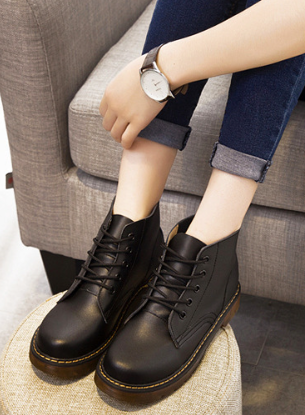 Bottes d'hiver femme à lacets, talon plat de 3 cm