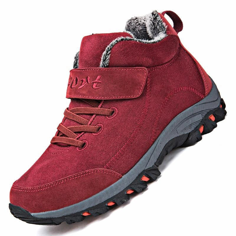 Bottes d'hiver mixtes imperméables, doublure fourrée, rouge