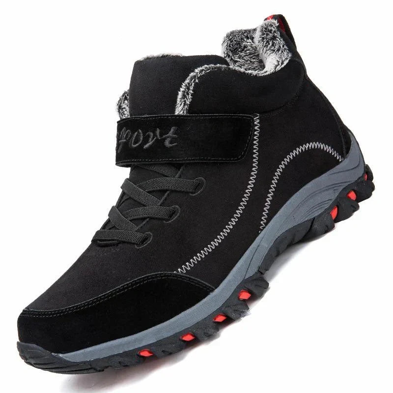 Bottes d'hiver mixtes imperméables, doublure fourrée, noir