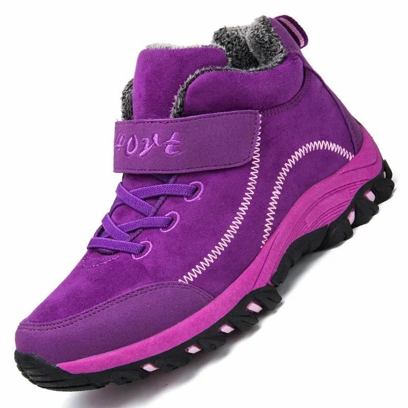 Bottes d'hiver mixtes imperméables, doublure fourrée, violet