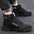 Bottes d'hiver mixtes fourrées à lacets, extérieur imperméable, noir