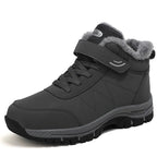 Bottes de neige unisexe doublées fausse fourrure, lacets et scratch, gris