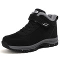 Bottes de neige unisexe doublées fausse fourrure, lacets et scratch, noir