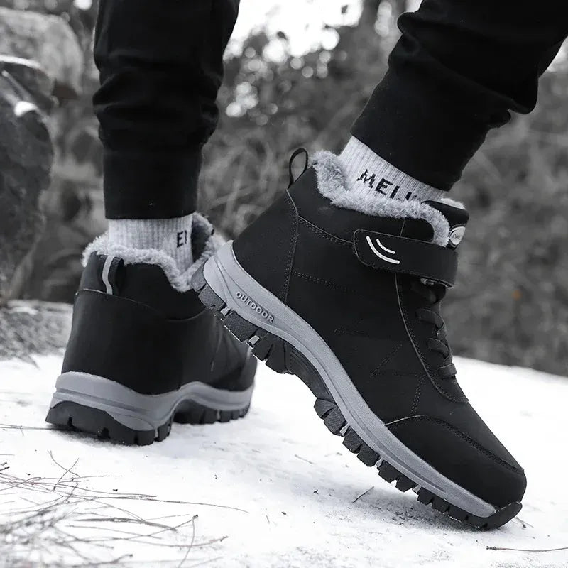 Bottes de neige unisexe doublées fausse fourrure, lacets et scratch