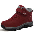 Bottes de neige unisexe doublées fausse fourrure, lacets et scratch, rouge