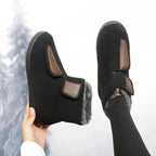 Bottes d'hiver unisexe doublées, fermeture réglable, 35 au 46, noir