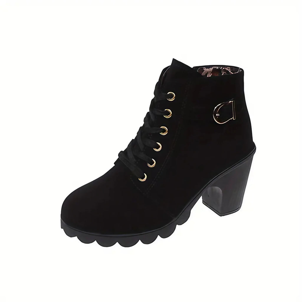 Bottines à talon haut femme, zip latéral, quatre coloris, noir
