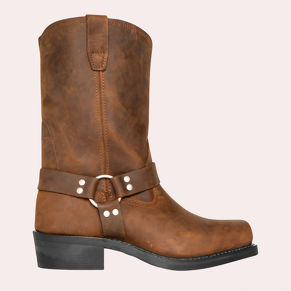 Bottes de cowboy homme pour l'automne et l'hiver, brun