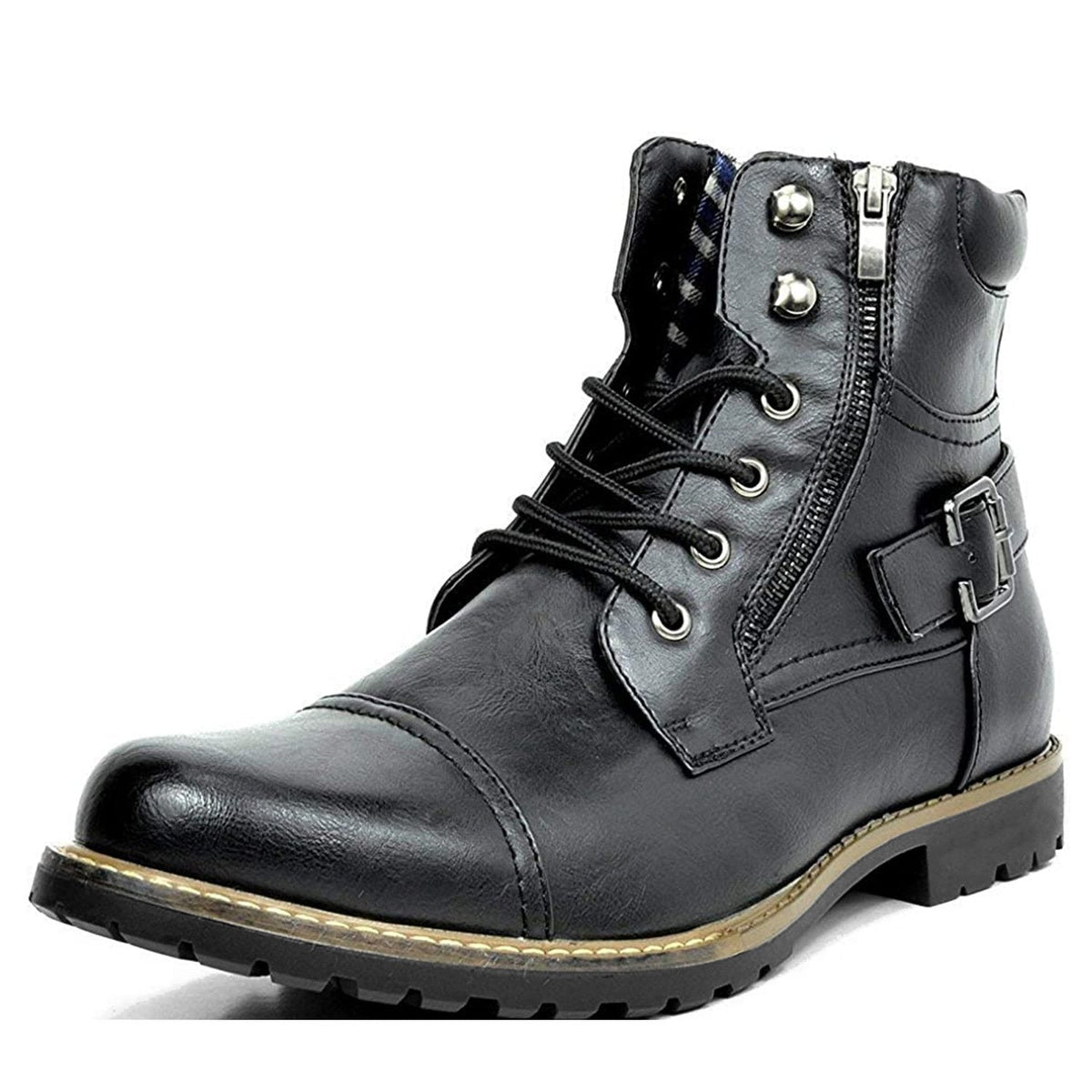 Bottes de moto homme, semelle en caoutchouc, trois coloris, noir