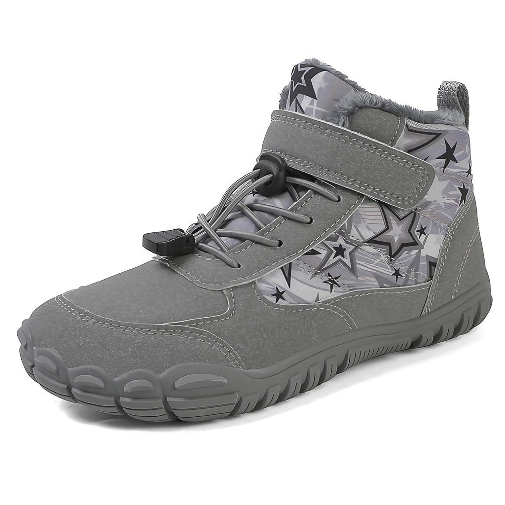 Bottes de neige enfant fourrées, semelle antidérapante, gris