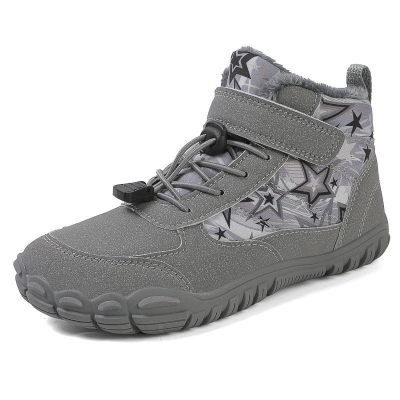 Bottes de neige enfant fourrées, semelle antidérapante, gris